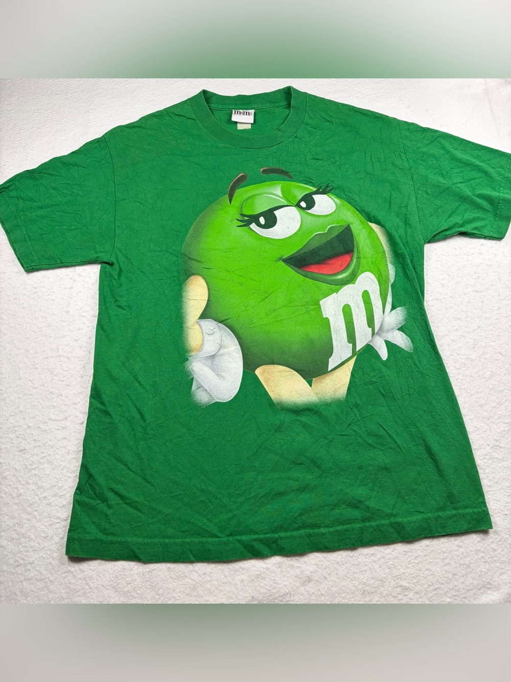 Vintage M&M's World Green Big Face Graphic T-Shirt L